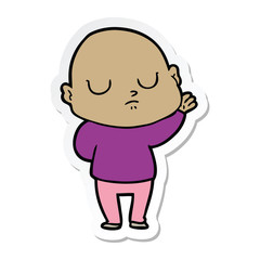 sticker of a cartoon bald man