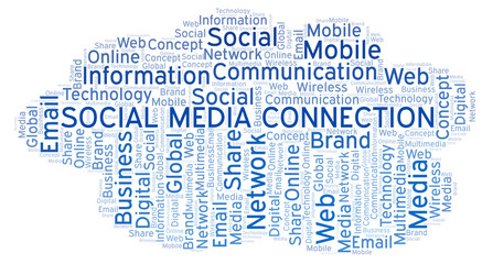 Obraz premium Social Media Connection word cloud.
