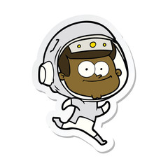 sticker of a happy astronaut cartoon