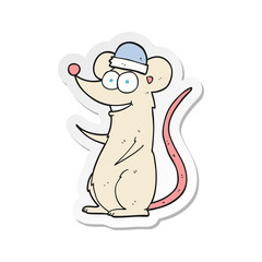 sticker of a cartoon happy mouse