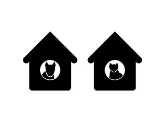 home pet icon in the booth, dog and cat house symbol