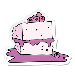 sticker of a quirky hand drawn cartoon cake