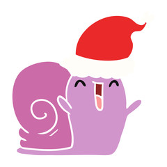 Obraz na płótnie Canvas christmas cartoon of kawaii snail