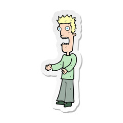 sticker of a cartoon man freaking out
