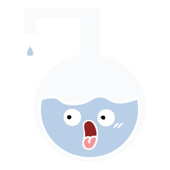 flat color retro cartoon science experiment