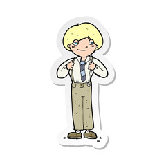 sticker of a cartoon man wearing braces