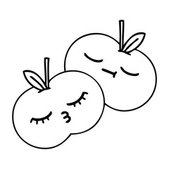 line drawing cartoon apples