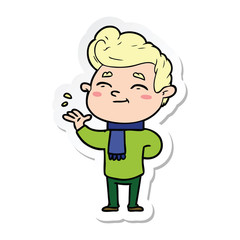 sticker of a happy cartoon man