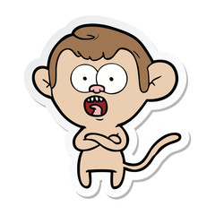 Fototapeta premium sticker of a cartoon shocked monkey