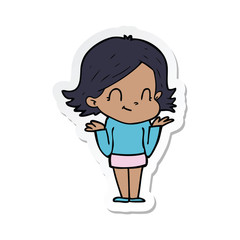 sticker of a cartoon friendly girl