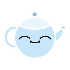 flat color retro cartoon happy teapot