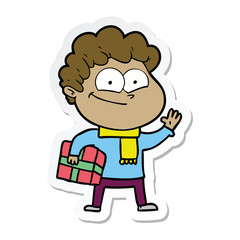 sticker of a cartoon happy man