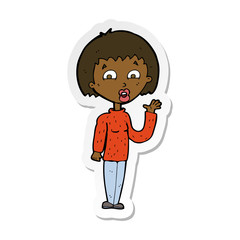 sticker of a cartoon woman waving