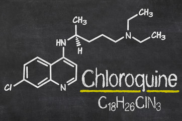 Blackboard with the chemical formula of Chloroquine