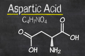 Blackboard with the chemical formula of Aspartic acid