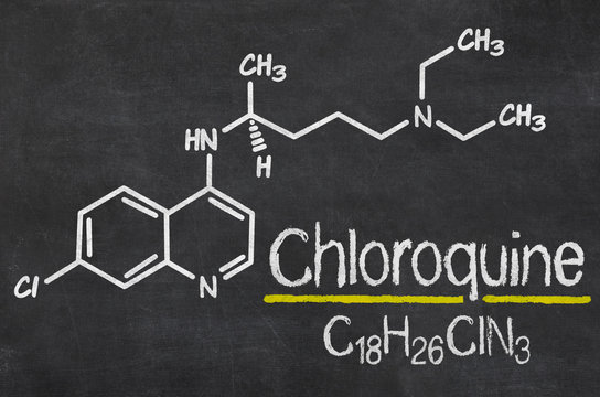 Blackboard With The Chemical Formula Of Chloroquine