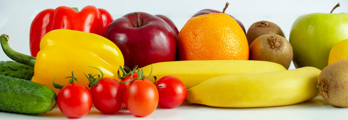 fruits and vegetables together healthy eating concept