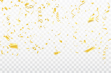 Celebration background template with confetti and gold ribbons. luxury greeting rich card.