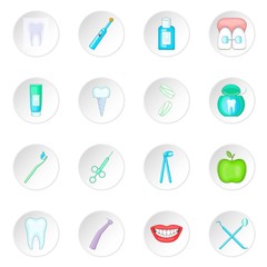 Dentist icons set. Cartoon illustration of 16 dentist vector icons for web