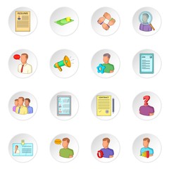Human resources icons set. Flat illustration of 16 human resources vector icons for web