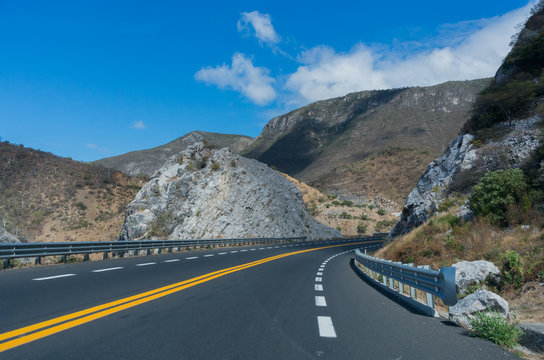 view of a road running through a mountain landscape in Mexico