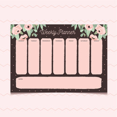 weekly planner with beautiful floral background