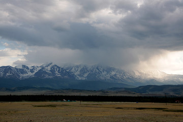 Landscape views of the Kurai valley in the Altai mountains