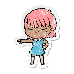 distressed sticker of a cartoon woman