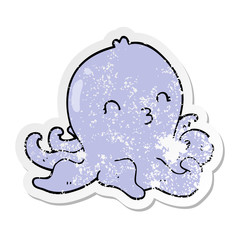 distressed sticker of a cartoon octopus