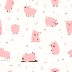 cute pink pig set pattern