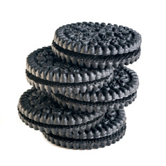 black round biscuits in a pile, isolated