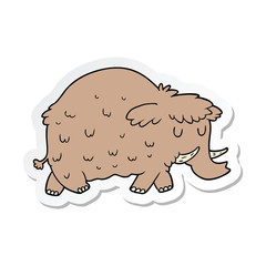 sticker of a cartoon prehistoric mammoth