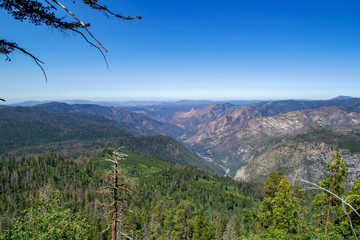 View of the Yosemite Valley into the valley. Yosemite National Park, California