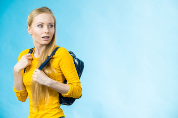 Fototapeta na wymiar Teen girl with school backpack