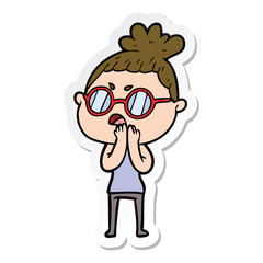 sticker of a cartoon annoyed woman