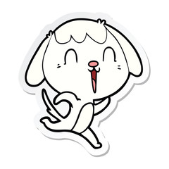 sticker of a cute cartoon dog crying