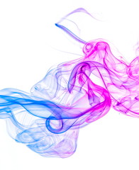 Colored smoke on white background