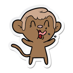 sticker of a crazy cartoon monkey