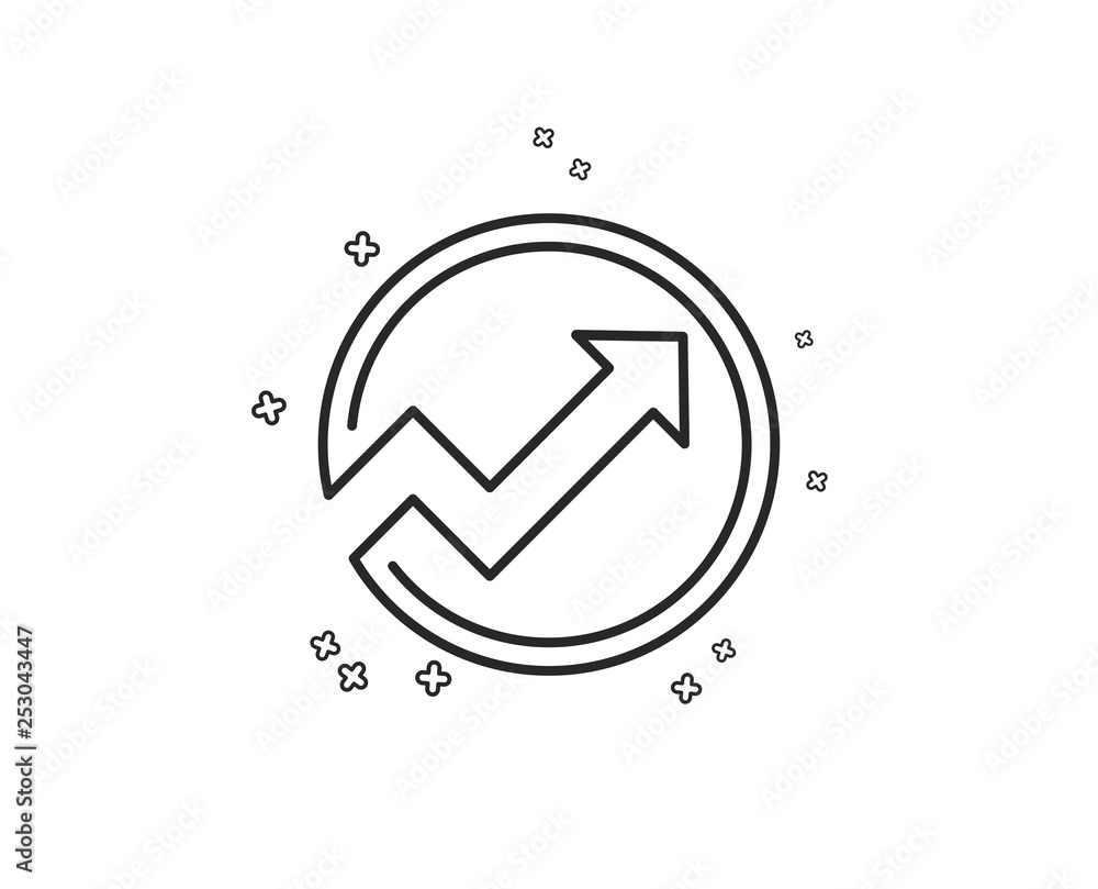 Poster chart line icon. report graph or sales growth sign in circle. analysis and statistics data symbol. g