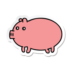 sticker of a cute cartoon fat pig