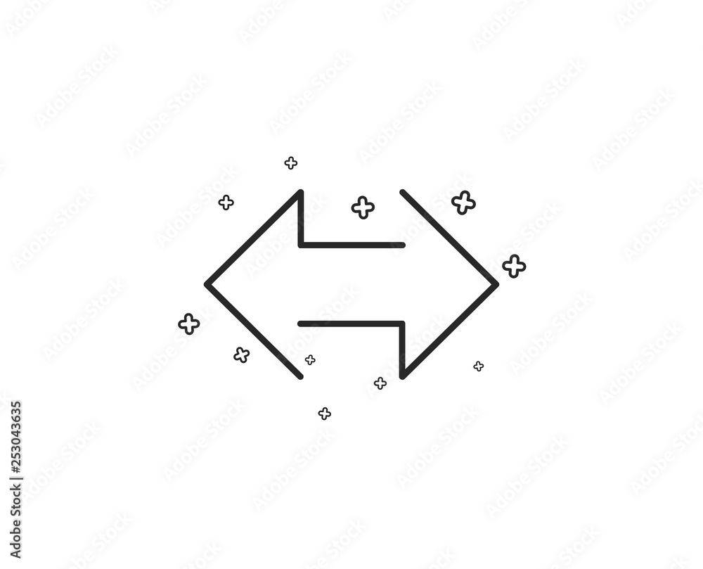 Poster sync arrows line icon. communication arrowheads symbol. navigation pointer sign. geometric shapes. r