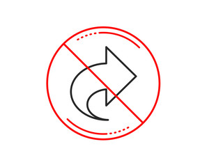 No or stop sign. Share arrow line icon. Link Arrowhead symbol. Communication sign. Caution prohibited ban stop symbol. No  icon design.  Vector