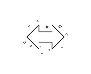 Sync arrows line icon. Communication Arrowheads symbol. Navigation pointer sign. Geometric shapes. Random cross elements. Linear Sync icon design. Vector