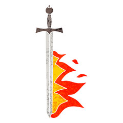 quirky retro illustration style cartoon flaming sword © lineartestpilot