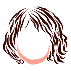 child with dark hair, head, colored outline