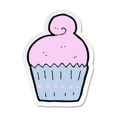 sticker of a cartoon cupcake