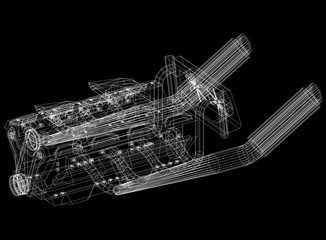 Car Engine Concept Architect Blueprint 
