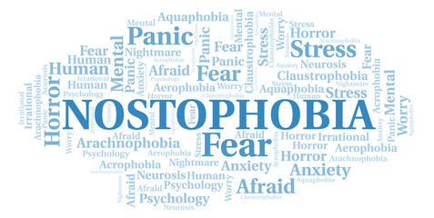 Fototapeta premium Nostophobia word cloud.