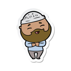 sticker of a cartoon happy bearded man