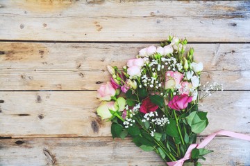 Blumenstrauß mit Rosen - Grußkarte zum Muttertag - Hochzeit - Geburtstag